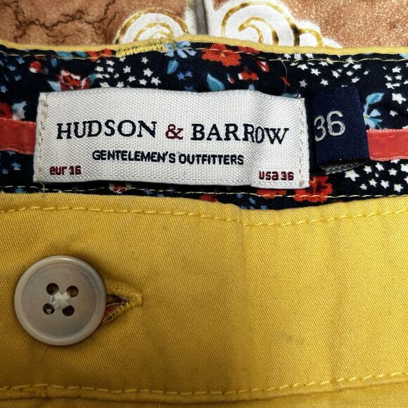 Hudson & Barrow Chino Shorts Men's‎ 36 Yellow  Preppy - Picture 3 of 5